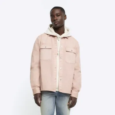 Washed pink regular fit overshirt sold by River Island