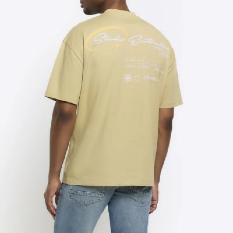 Stone oversized fit graphic t-shirt sold by River Island