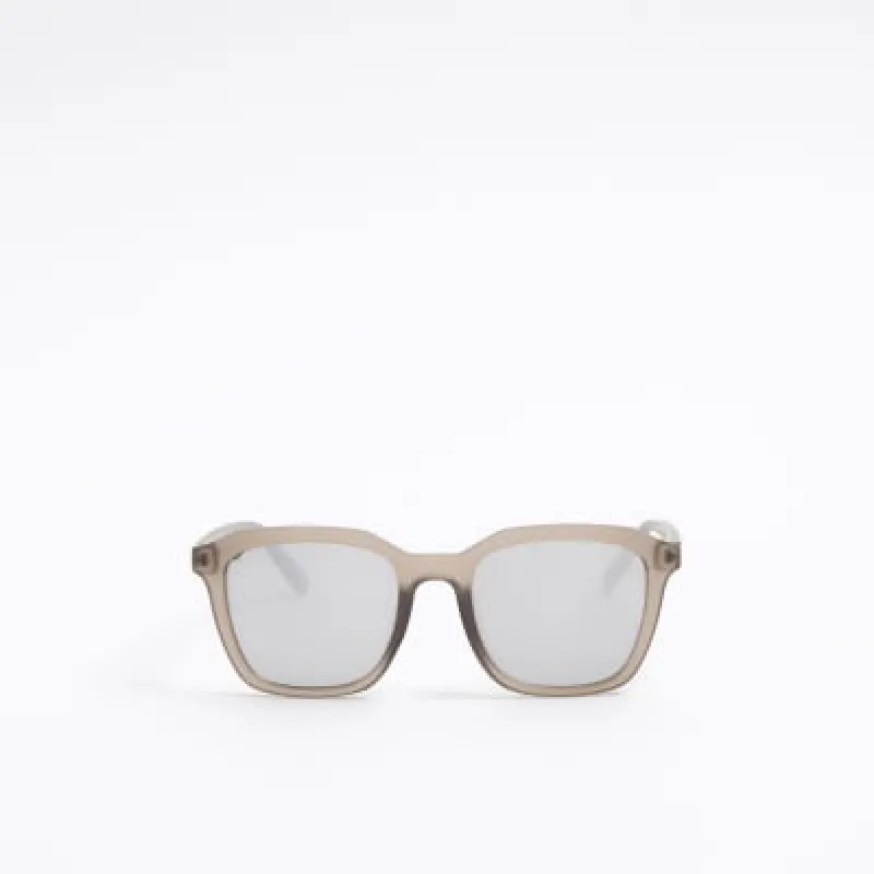 Grey mirror lenses square sunglasses made by River Island