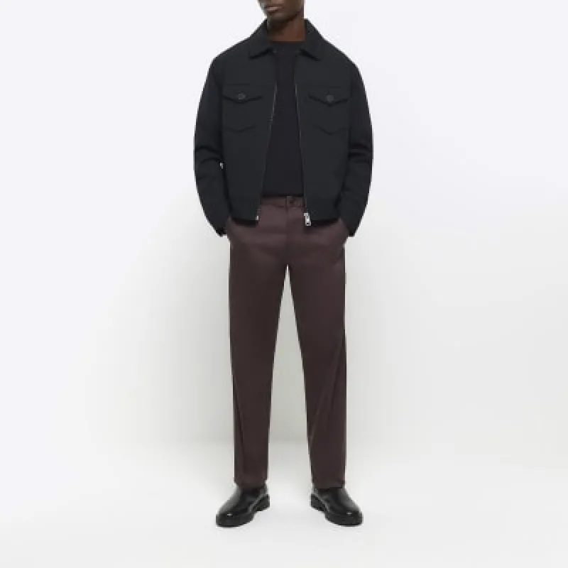 Dark red slim fit smart trousers sold by River Island