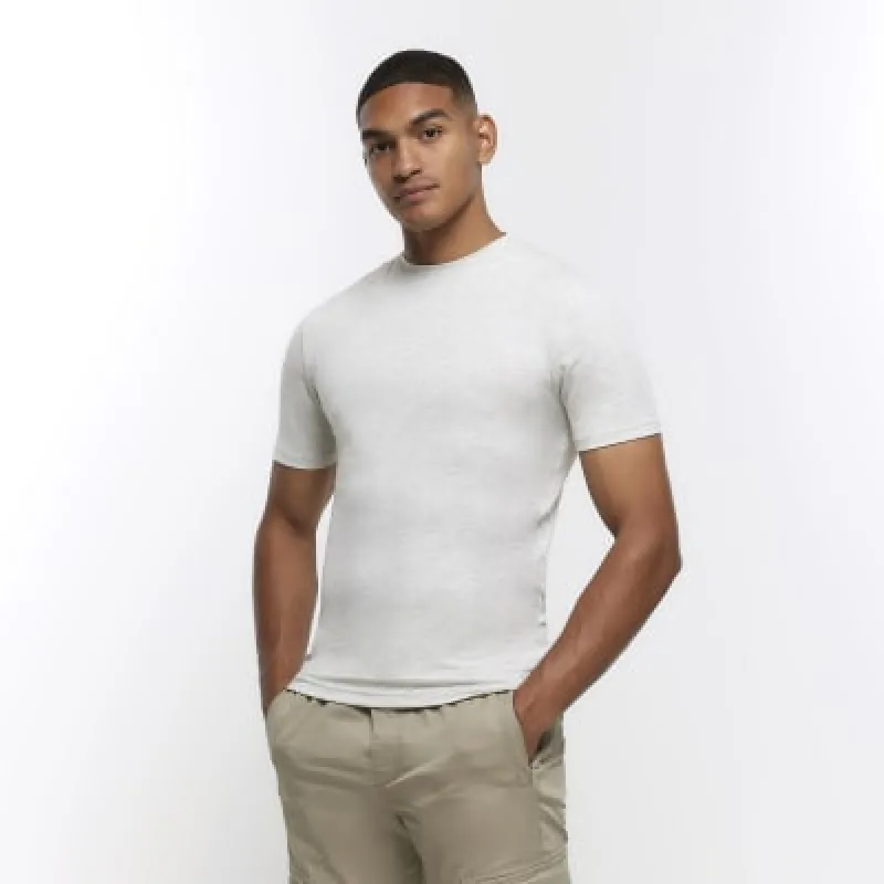 Light grey muscle fit t-shirt sold by River Island