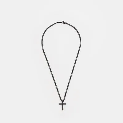 Silver colour cross necklace sold by River Island