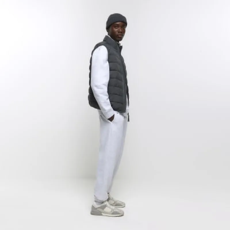 Grey slim fit plain joggers sold by River Island