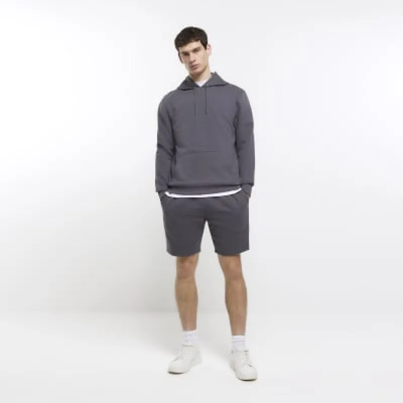Grey slim fit casual shorts sold by River Island