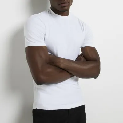 White muscle fit stretch t-shirt sold by River Island