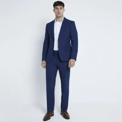 Blue Stretch Slim Fit Suit Trousers sold by River Island