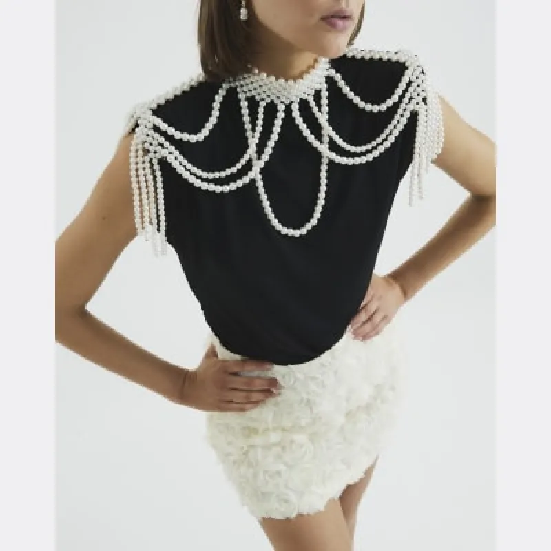 Premium White Pearl Body Chain sold by River Island