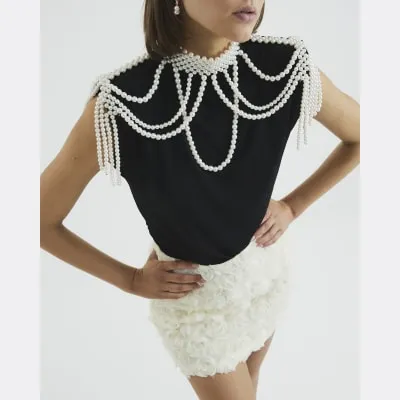 Premium White Pearl Body Chain sold by River Island