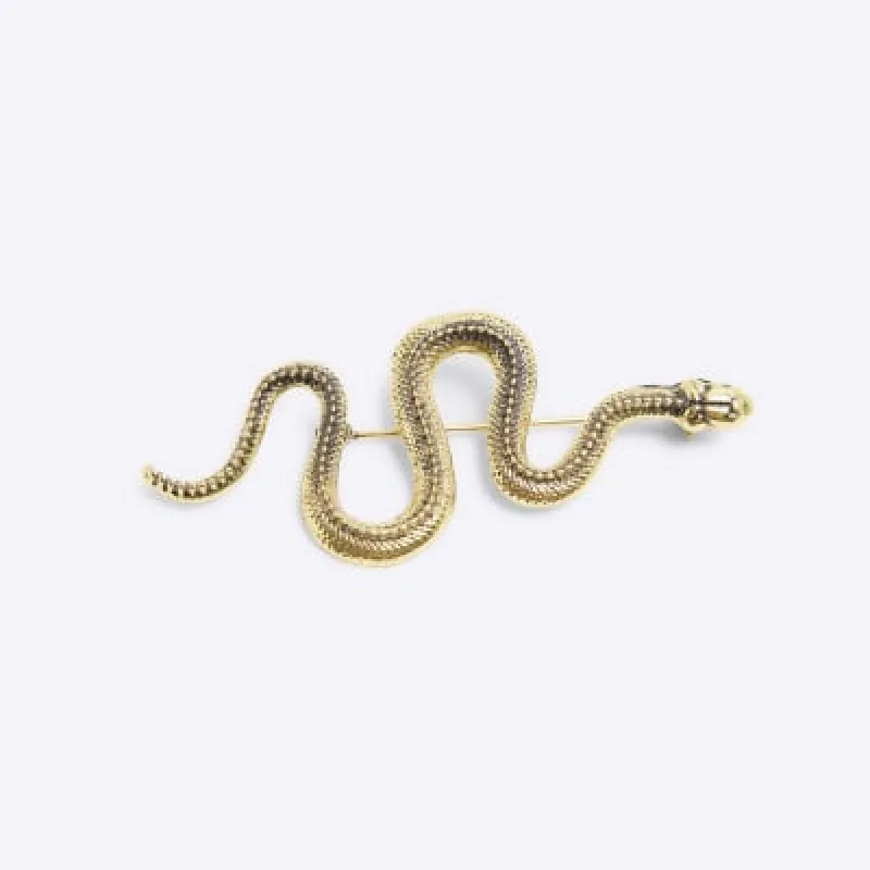Gold Metal Snake Brooch sold by River Island