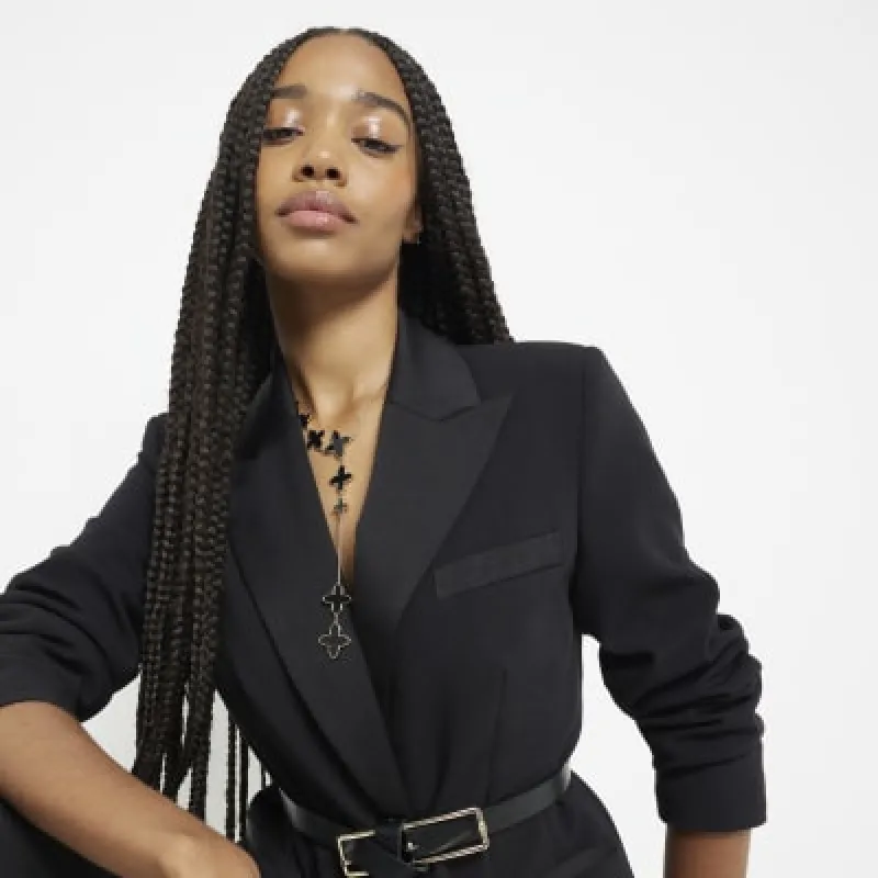 Black Pearl Inlay Clover Necklace sold by River Island