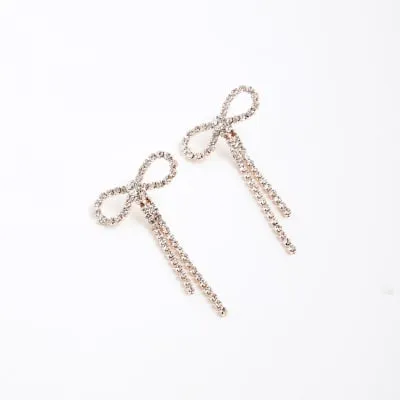 Silver Cupchain Bow Drop Earrings sold by River Island