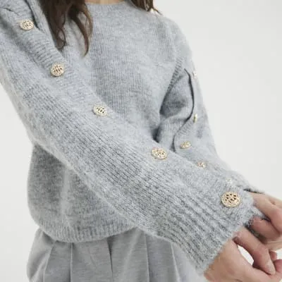 Grey Side Button Jumper sold by River Island