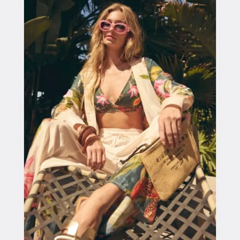 Cream Floral Wide Leg Trousers sold by River Island