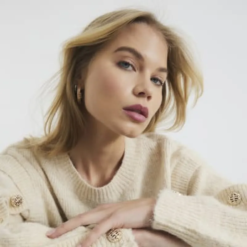 Beige Side Button Jumper sold by River Island