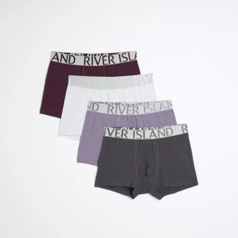 4PK Grey Regular fit RI trunks sold by River Island
