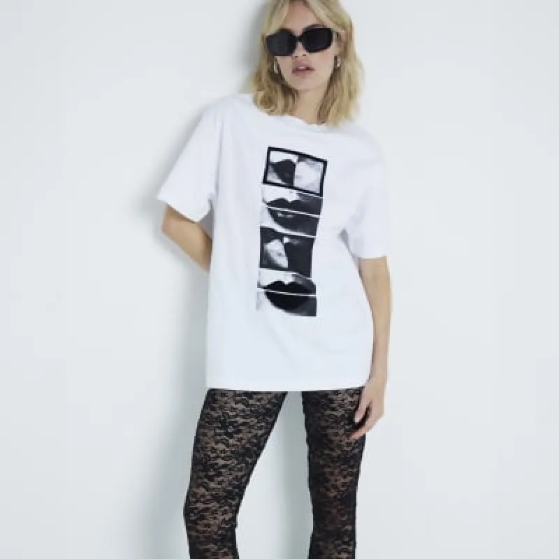 White lips graphic t-shirt sold by River Island