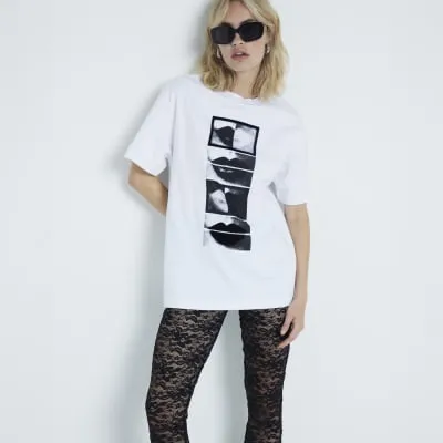 White lips graphic t-shirt sold by River Island