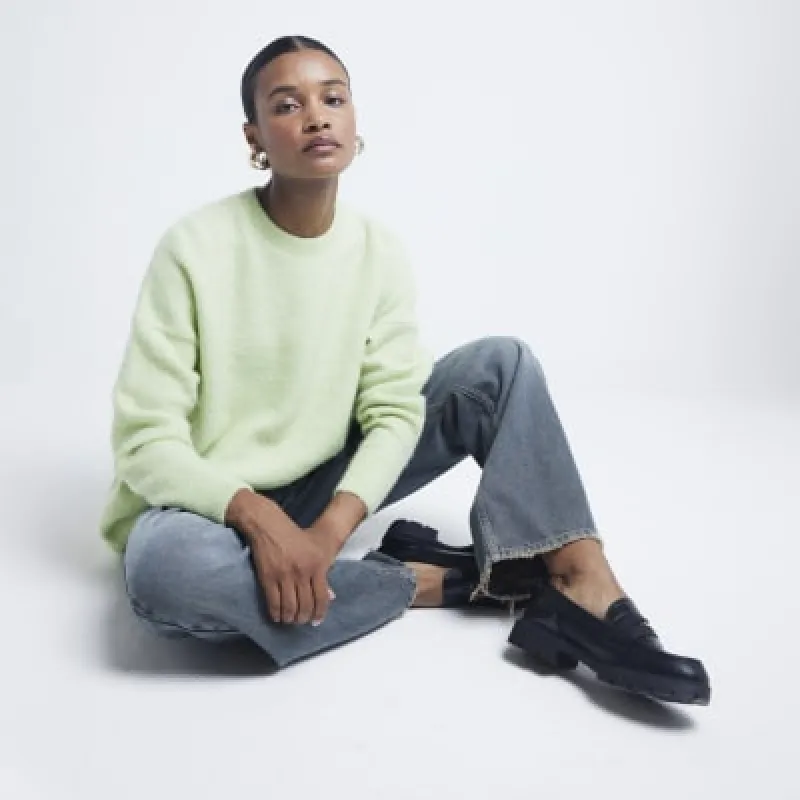 Lime green knit oversized jumper sold by River Island