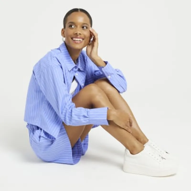 White Wide Fit Platform Lace Up Trainers sold by River Island