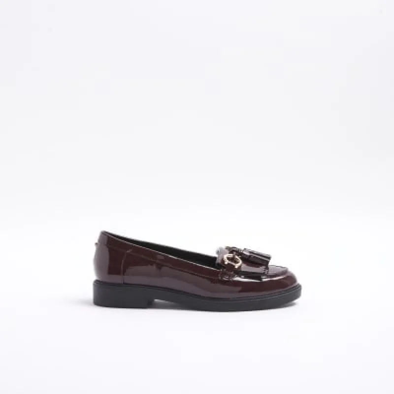 Red Wide Fit Tassel Patent Loafers sold by River Island