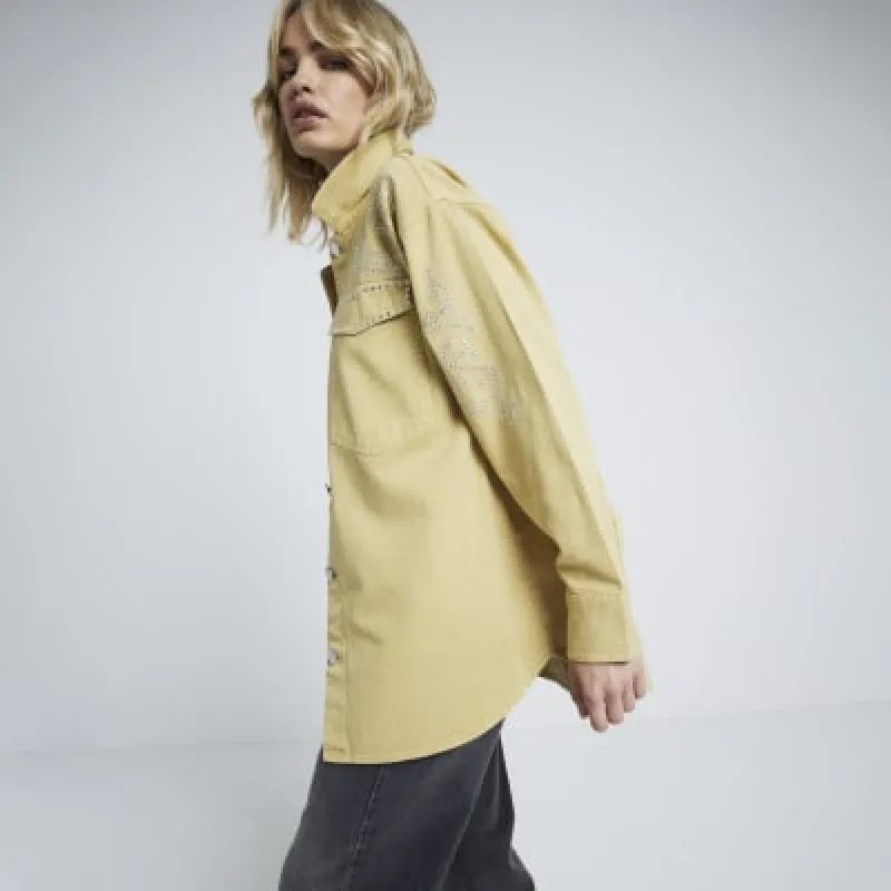 Yellow studded oversized shirt sold by River Island