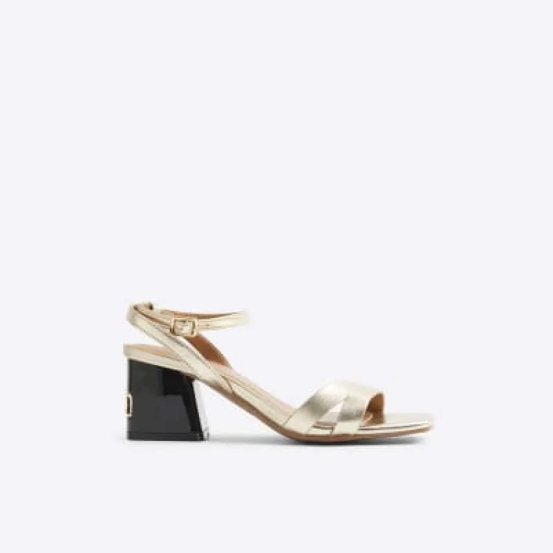 Gold hardware detail heeled sandals sold by River Island