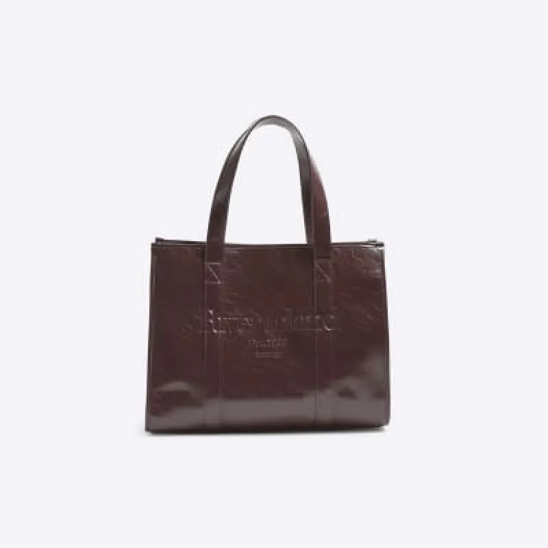 Red Faux Leather Embossed Shopper Bag sold by River Island