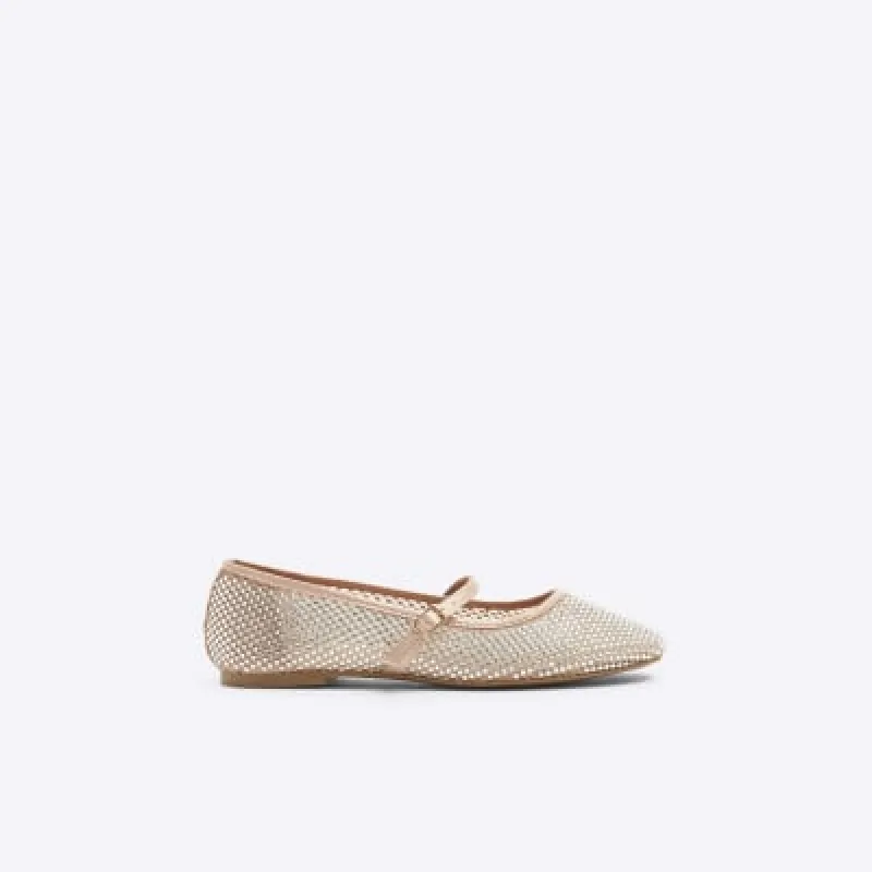 Beige mesh mary jane ballet pumps sold by River Island