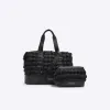 Black quilted texture travel and makeup bag sold by River Island