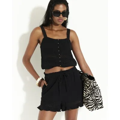 Black Crinkle Shorts sold by River Island