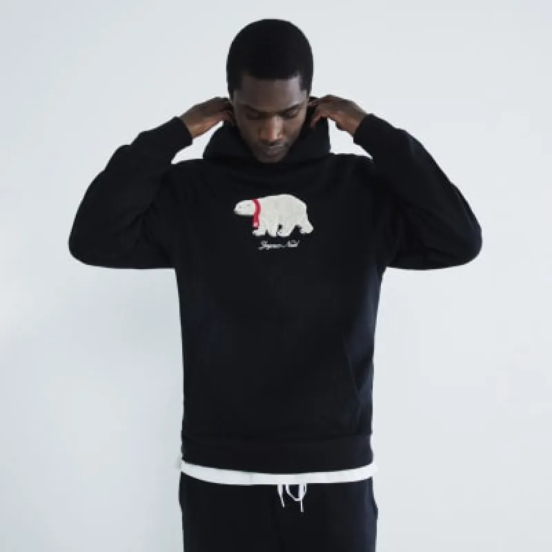 Black Xmas Polar Bear Hoodie sold by River Island