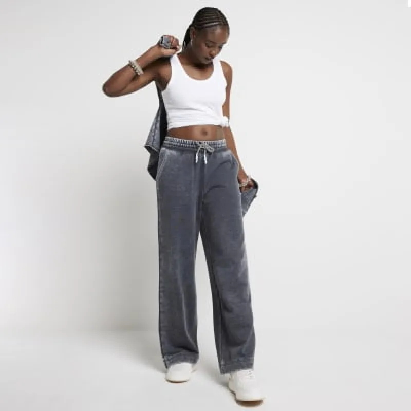 Grey washed wide leg joggers sold by River Island