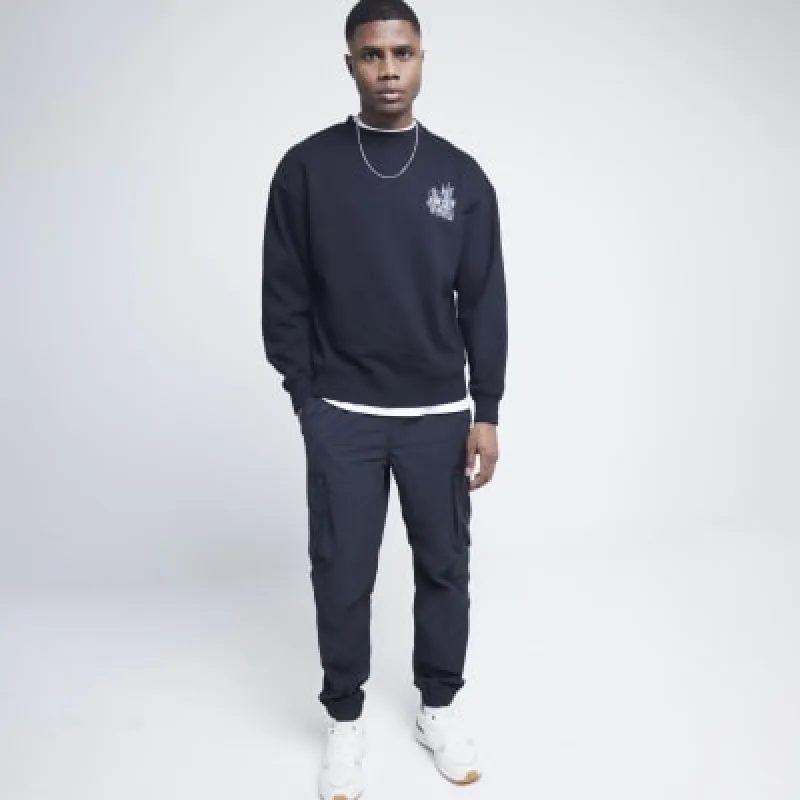 Black oversized fit gothic graphic sweatshirt sold by River Island