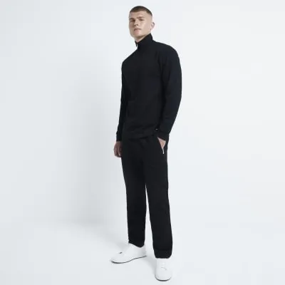 Black slim fit stretch textured joggers sold by River Island