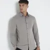 Grey slim fit stretch long sleeve shirt sold by River Island