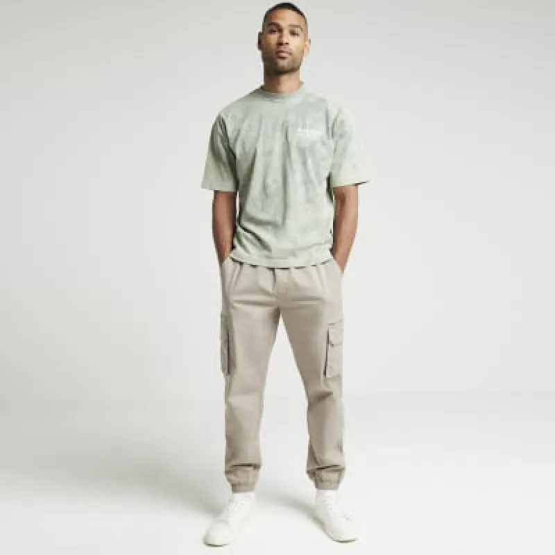 Khaki oversized tie dye graphic t-shirt sold by River Island
