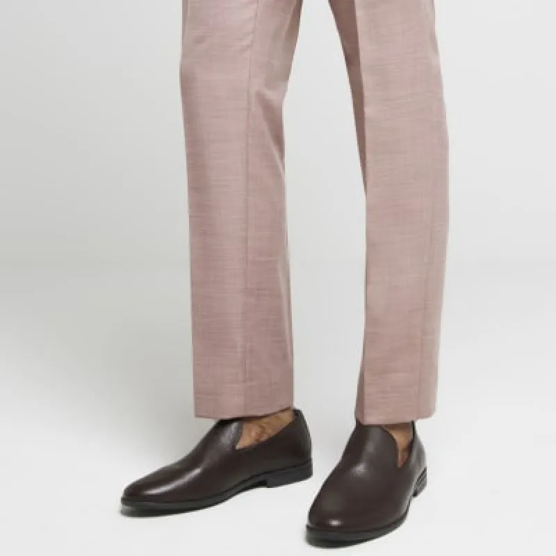 Brown leather slip on loafers sold by River Island