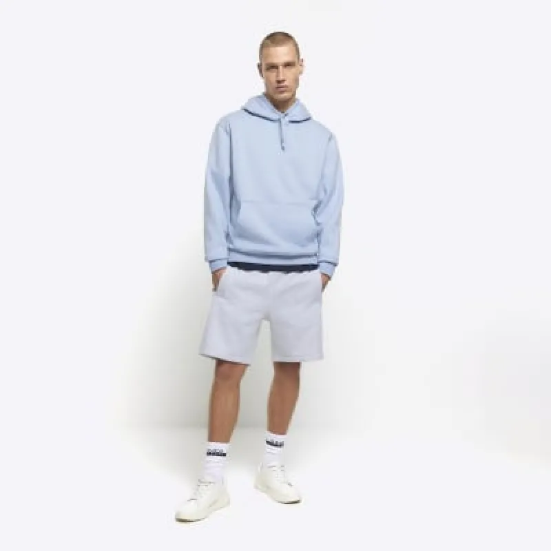 Grey regular fit rib panel shorts sold by River Island