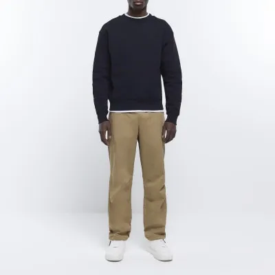 Brown regular fit belted cargo joggers sold by River Island