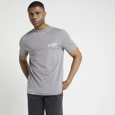 Grey regular fit graphic print t-shirt sold by River Island