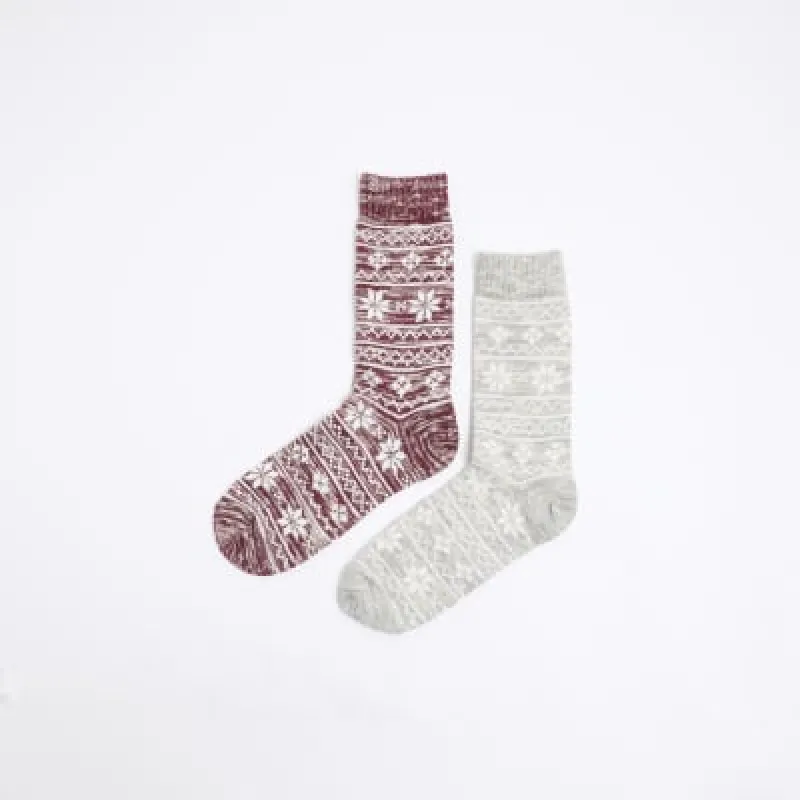 2 Pack Ecru Fair Isle Christmas Socks Set sold by River Island