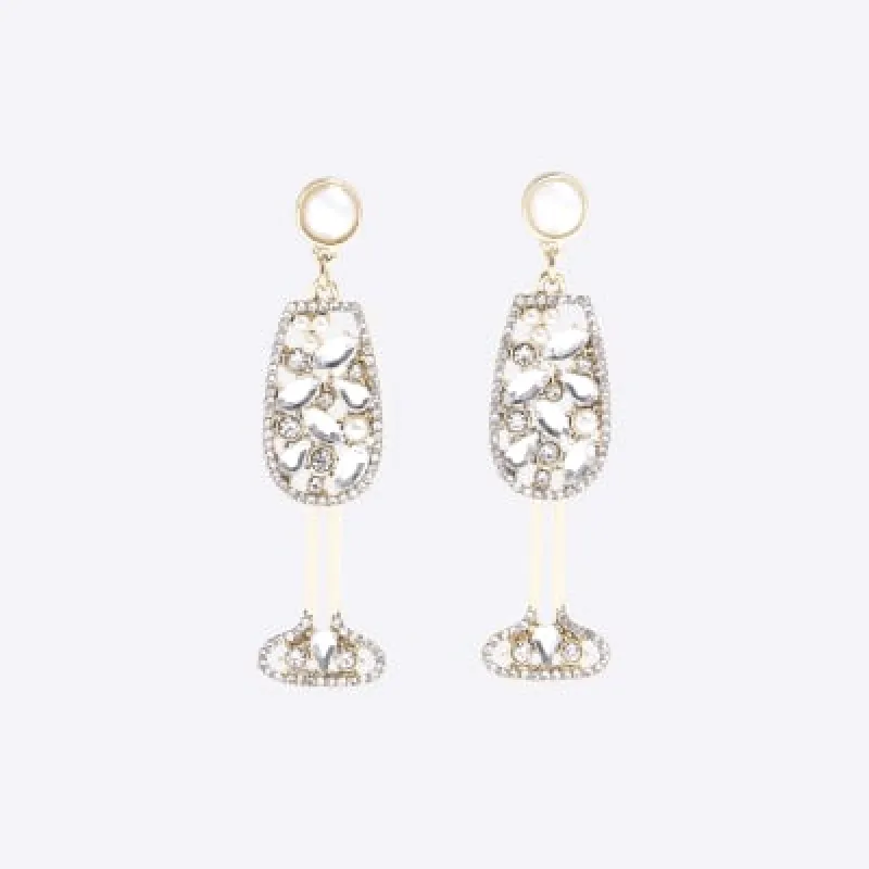 Silver Cocktail Drop Earrings sold by River Island