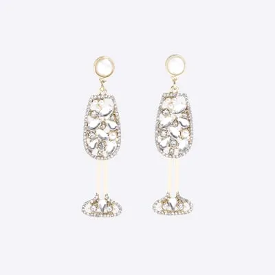 Silver Cocktail Drop Earrings sold by River Island