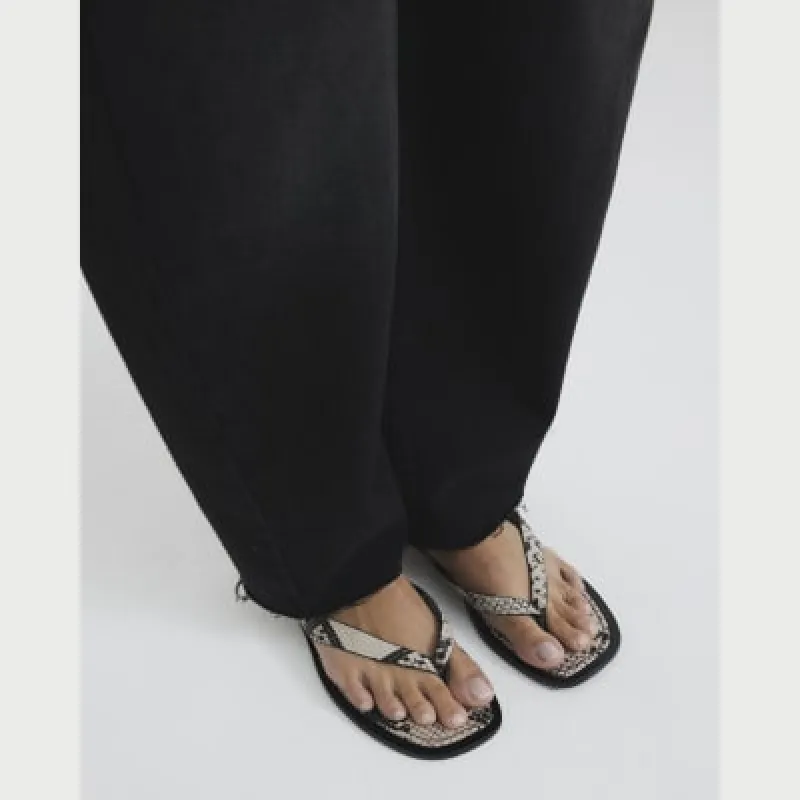 Beige Leather Flip Flop Flat Sandals sold by River Island