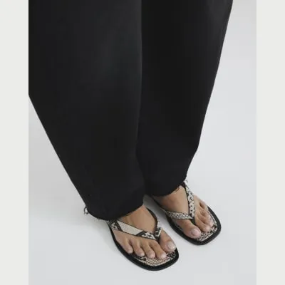 Beige Leather Flip Flop Flat Sandals sold by River Island