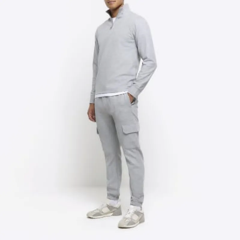 Grey slim fit smart cargo joggers sold by River Island