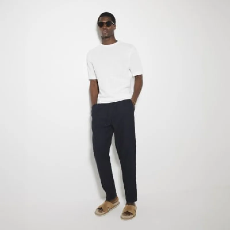 Navy Pull On Trousers sold by River Island