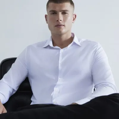 White Stretch long sleeve Shirt sold by River Island