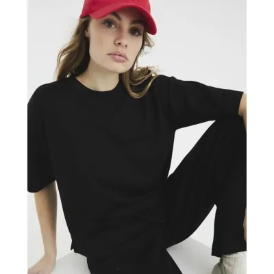 Premium Black Short Sleeve Boxy T-Shirt sold by River Island