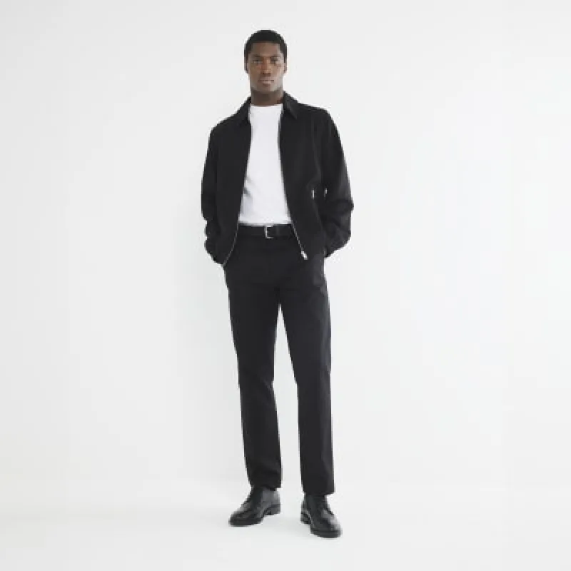 Black Slim Fit Belted Chino Trousers sold by River Island